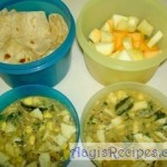 Lunchbox: Chapathi, Egg burji and fruits