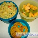 Lunchbox: Prawn pulav, fruits and chakli