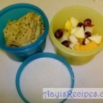 Lunchbox: Methi paratha, chutney, fruits