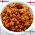 Bittergourd in sweet-spicy coconut(Karathe kaDamb/dhoddak)