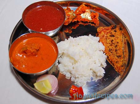 A nonvegetarian Konkani thali