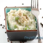 Mashed potatoes with buttermilk and peas
