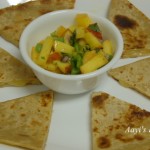 Quesadilla and Peach-corn salsa