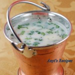 Buttermilk Gravy/Soup (Taka Kadi) with buttermilk chillies