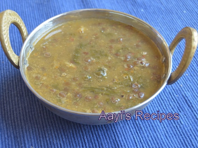Masoor – Spinach Gravy with Coconut (Masoori – Palak Ambat)