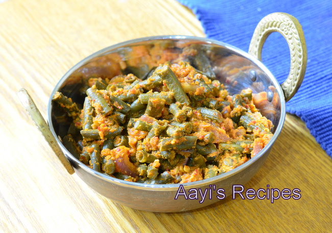 Long Beans-Coconut Sidedish (Valasangi Sukke / Alsande sukke)